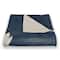 50" x 60" Bright White Flowers on Navy Coral Fleece Blanket